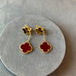 2 motifs tigers eye carnelian clover earrings clover dangle earrings 925 silver 18k gold plated - ParadiseKissCo