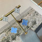 2 motifs chalcedony cz clover earrings clover dangle earrings 925 silver 18k white gold plated - ParadiseKissCo