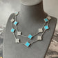 20 motifs turquoise cz 15mm clover necklace 925 silver with 18k white gold plated 84cm - ParadiseKissCo