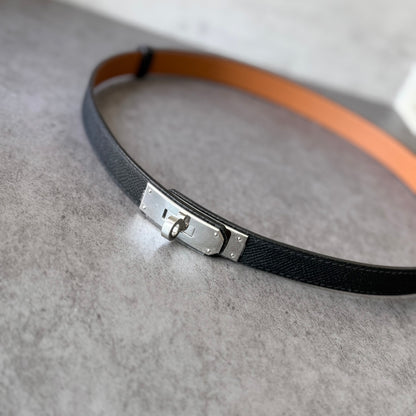 H kelly belt black belt with silver hardware