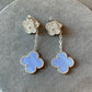 2 motifs chalcedony cz clover earrings clover dangle earrings 925 silver 18k white gold plated - ParadiseKissCo