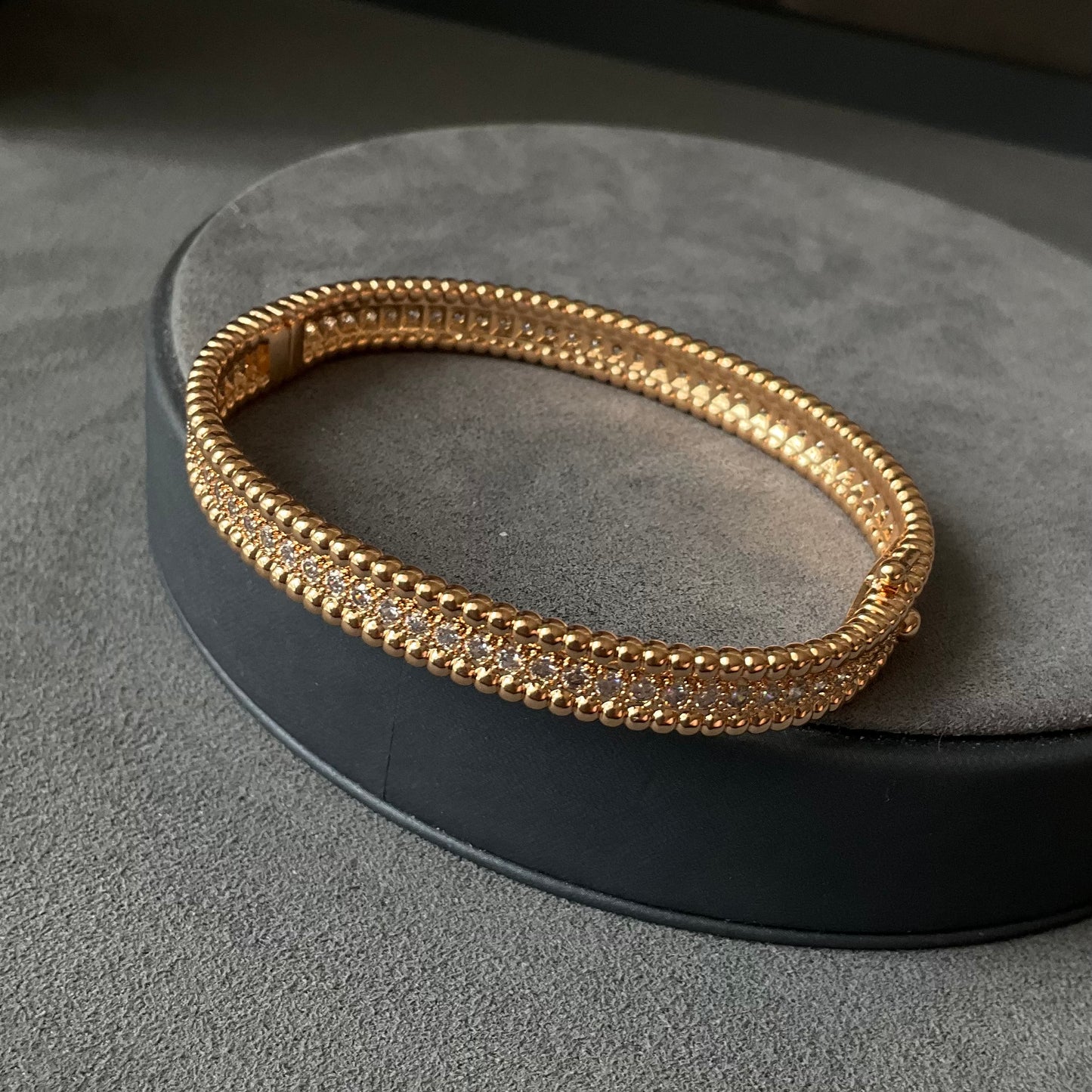 Peeler CZ bangle 18k rose gold plated