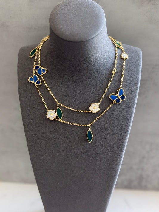 Lucky Spring Butterfly long necklace, 15 motifs