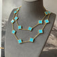 20 motifs Turquoise Gold Plated Four Leaf Clover Flower Style S 925 Silver Necklace 84cm - ParadiseKissCo