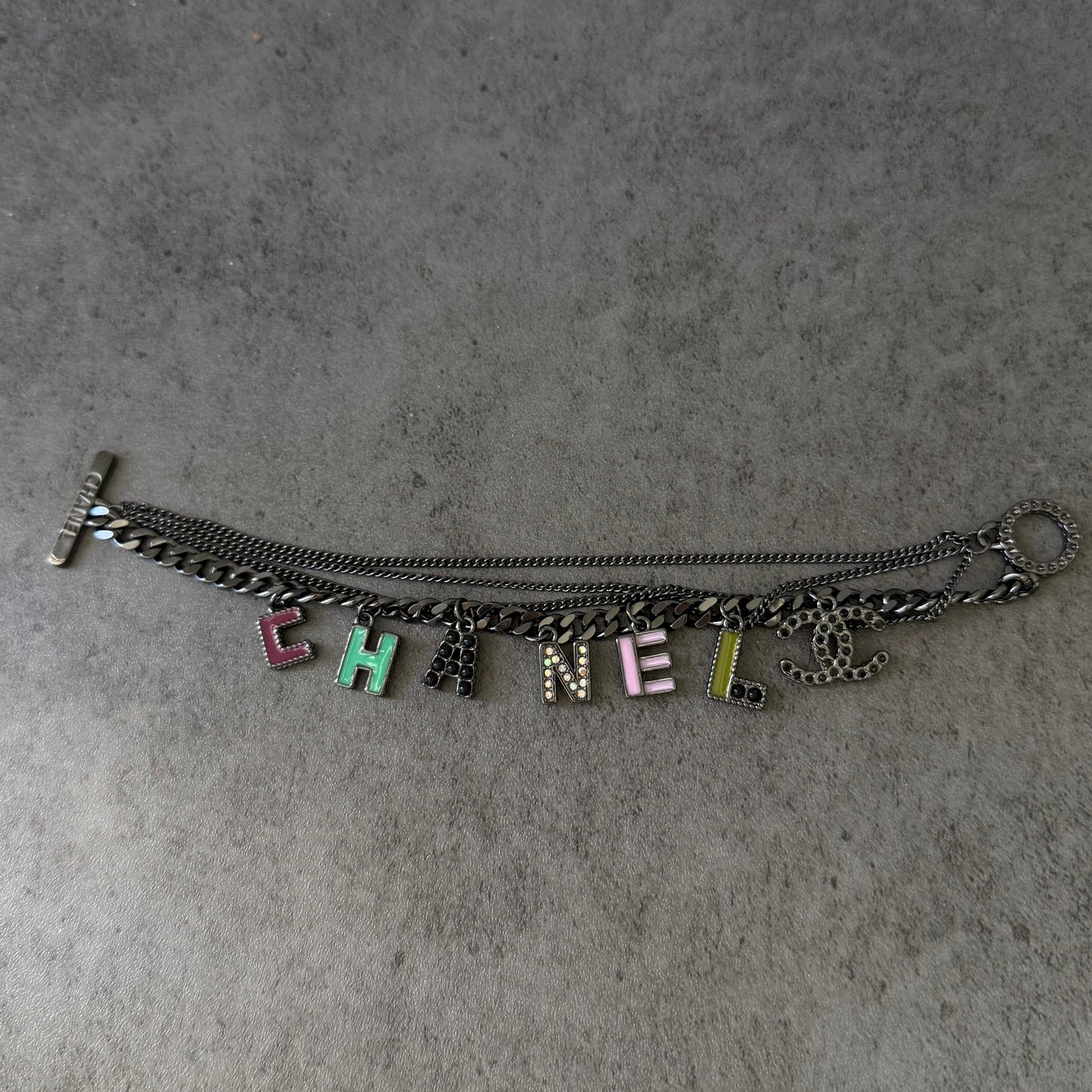 Coco cc black chain charm bracelet