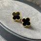 15mm gemstone Clover Earrings, 925 Silver 18k Gold Plated - ParadiseKissCo