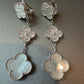 3 motifs Mother of pearl Cz clover earrings clover dangle earrings 925 silver 18k white gold plated - ParadiseKissCo