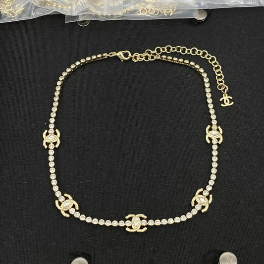 coco light gold diamond choker necklace