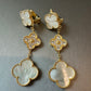 3 motifs Mother of pearl Cz clover earrings clover dangle earrings 925 silver 18k gold plated - ParadiseKissCo