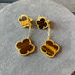 2 motifs tigers eye clover earrings clover dangle earrings 925 silver 18k gold plated - ParadiseKissCo