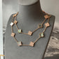20 motifs grey mother of pearl cz 15mm clover necklace 925 silver with 18k rose gold plated 84cm - ParadiseKissCo