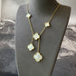 6 motifs white mop clover necklace 925 silver gold plated 42cm - ParadiseKissCo