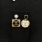 Coco black white rose gold earring