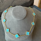 10 motifs Gemstone Gold Plated Four Leaf Clover Flower Style S 925 Silver Necklace 42cm long