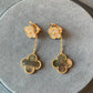 2 motifs grey mother of pearl cz clover earrings clover dangle earrings 925 silver 18k rose gold plated - ParadiseKissCo