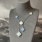 6 motifs grey mop chalcedony clover necklace 925 silver white gold plated - ParadiseKissCo