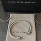 5mm Cable Blue Topaz and 14K Yellow Gold Bracelet 19cm