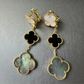 3 motifs Gemstone clover earrings clover dangle earrings 925 silver 18k gold plated