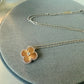 Single Motifs Guilloche 2 tone RoseGold Silver S 925 Gold Four Leaf Clover Flower Necklace 42cm