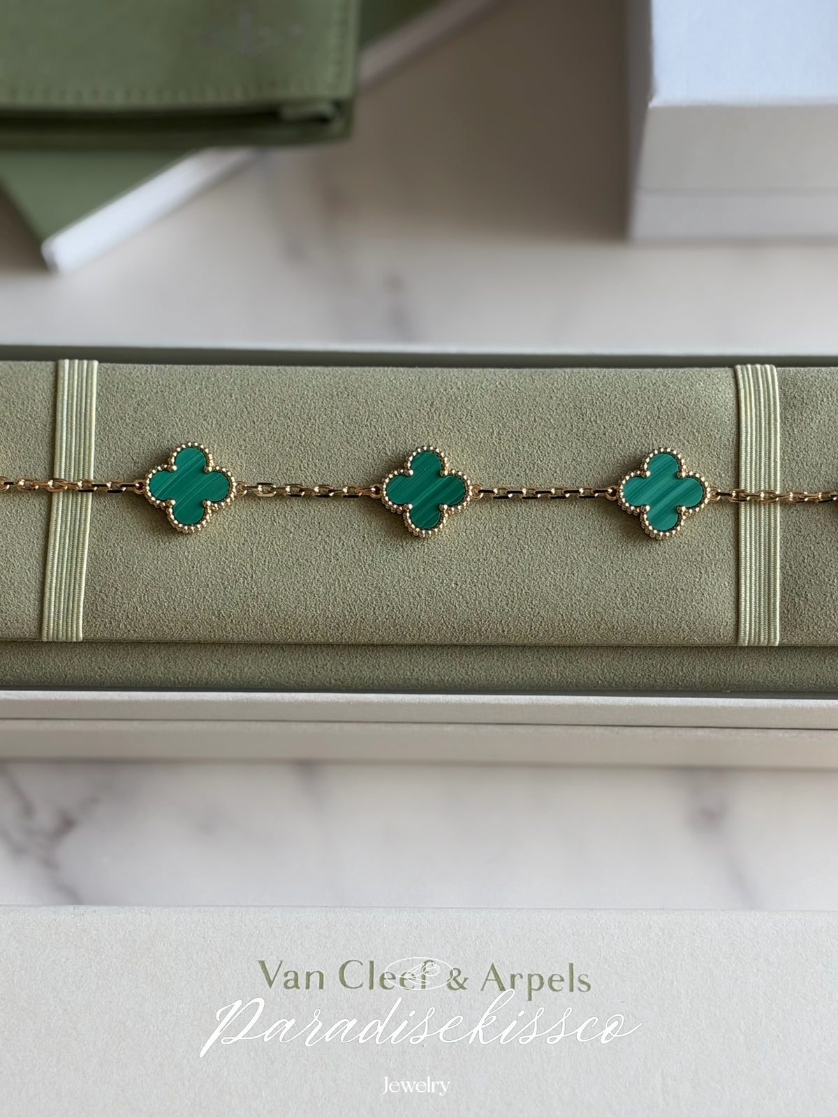Alhambra Malachite 5 Motifs Clover Bracelet
