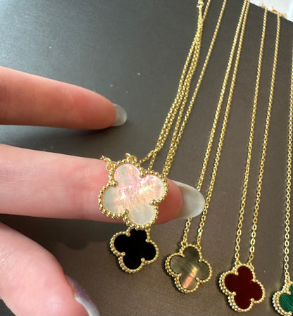 15mm Clover Necklace, 18k Gold Plated, 925 Sterling Silver 42cm long - ParadiseKissCo