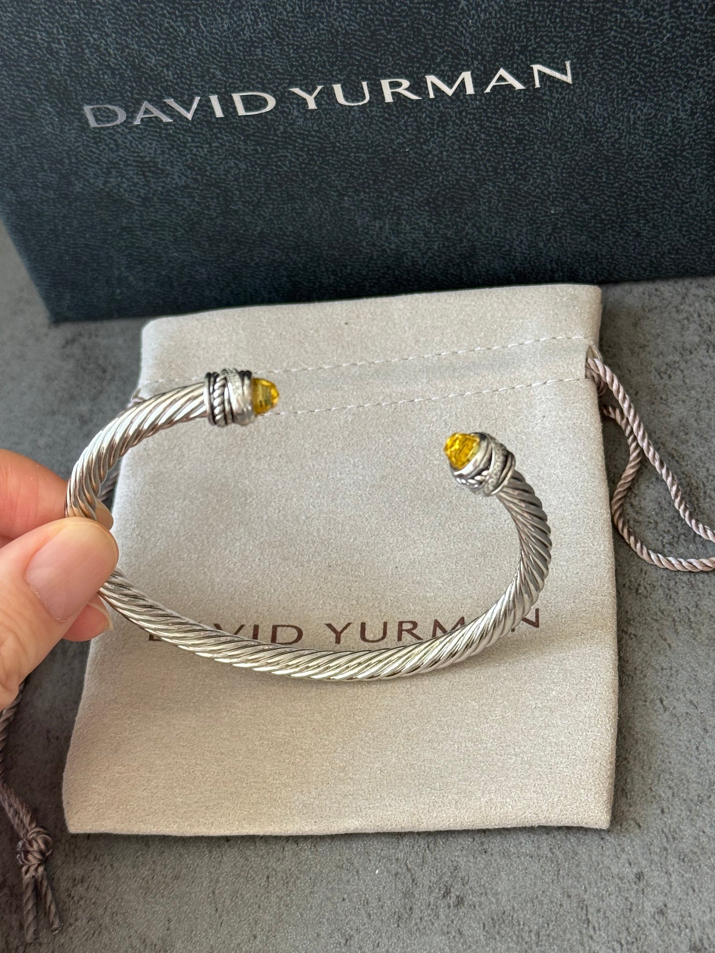 5mm Citrine, & Diamond Classic Cable Bracelet 19cm