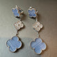 3 motifs Chalcedony Cz clover earrings clover dangle earrings 925 silver 18k white gold plated - ParadiseKissCo