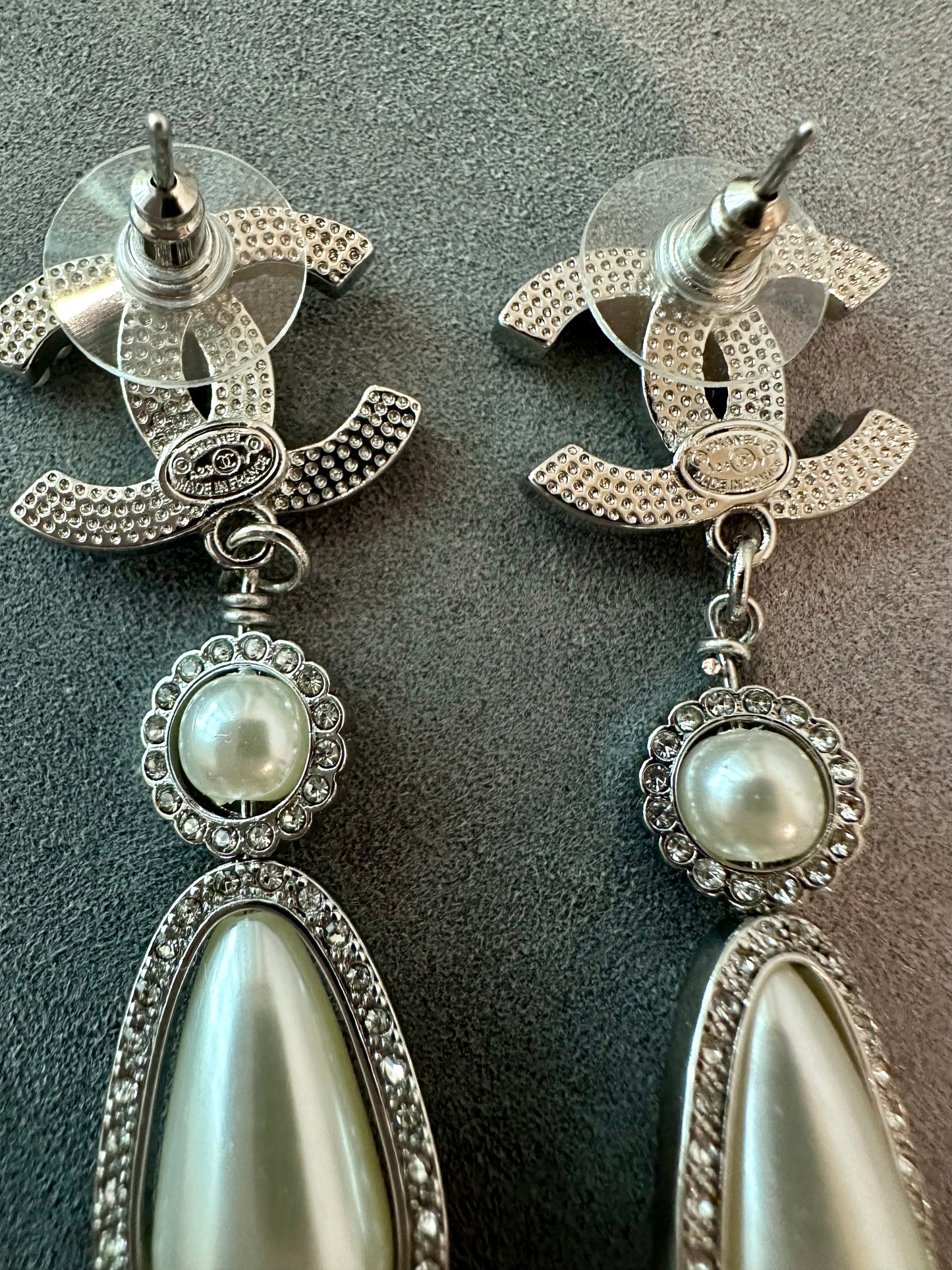 Coco cz pearl dangle silver earring - ParadiseKissCo
