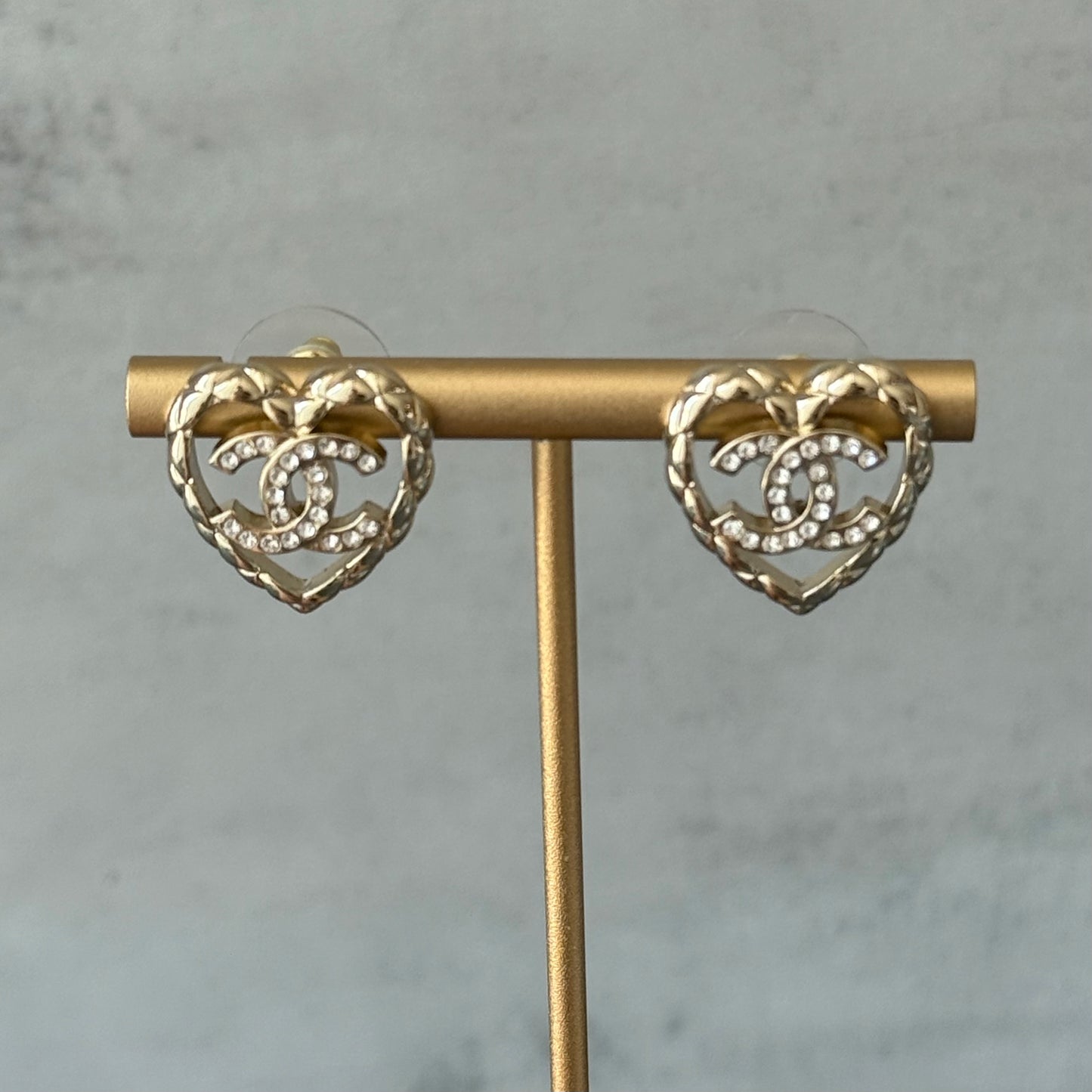 coco heart diamond light gold earring