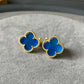 15mm gemstone Clover Earrings, 925 Silver 18k Gold Plated - ParadiseKissCo