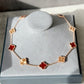 10 motifs Guilliche red carnelian clover necklace 925 silver 18k rose gold plated 42 cm long clover size 15mm