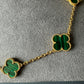 10 motifs Green Malachite 18k Gold Plated Four Leaf Clover Flower Style S 925 Silver Necklace 42cm - ParadiseKissCo