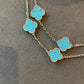 20 motifs Turquoise White Gold Plated Four Leaf Clover Flower Style S 925 Silver Necklace 84cm - ParadiseKissCo