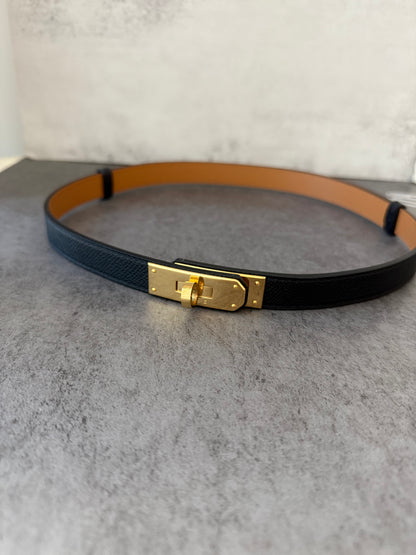 H kelly belt black belt with silver hardware