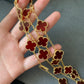 20 motifs Red carnelian 925 silver 18k Gold Plated 84cm long