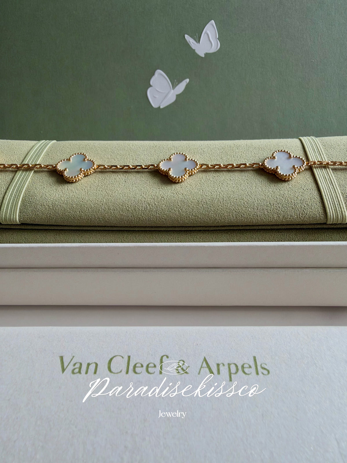 Alhambra White Mother Of Pearl Clover Bracelet 925 Silver, 18k Gold Plated
