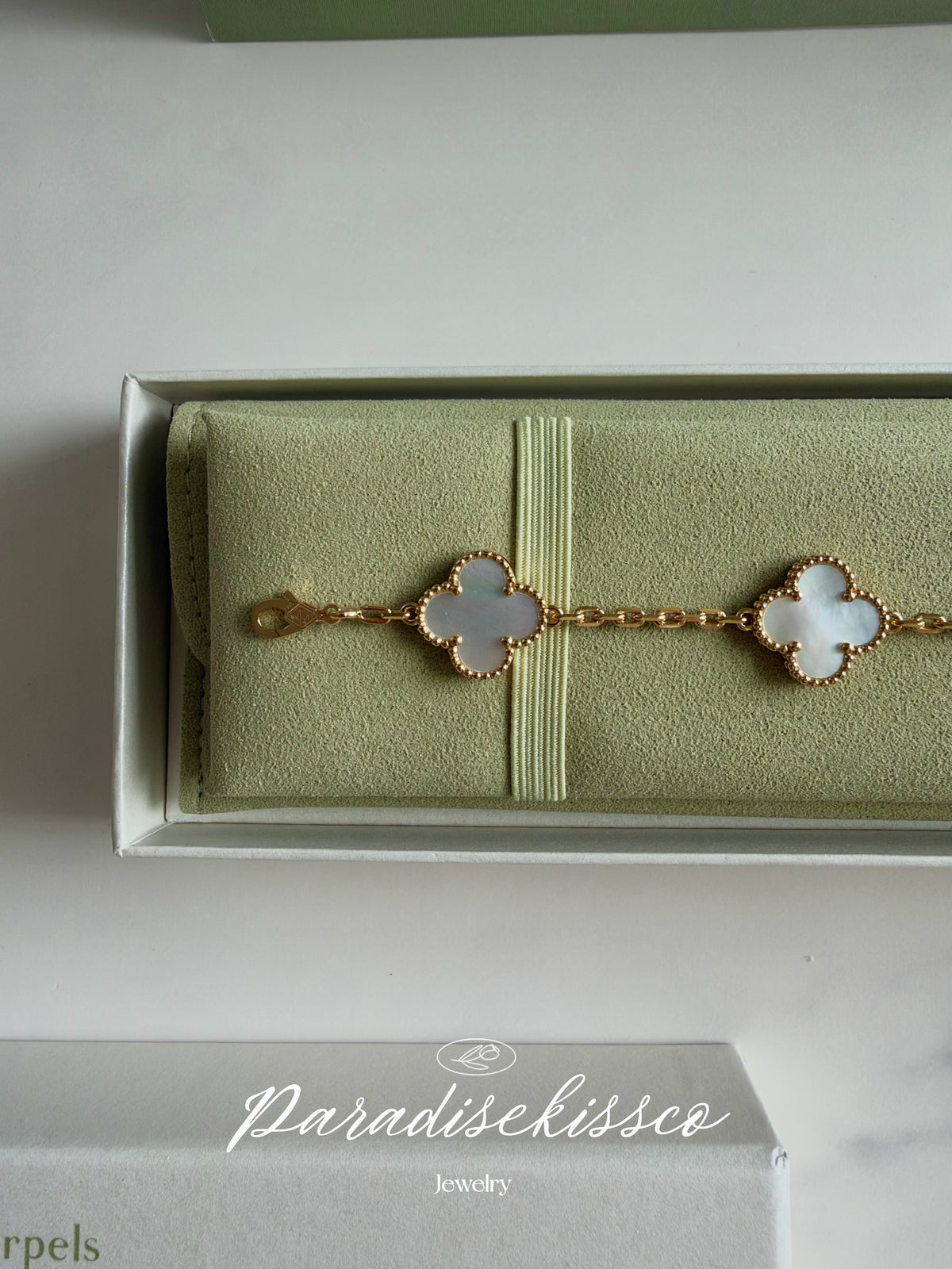 Alhambra White Mother Of Pearl Clover Bracelet 925 Silver, 18k Gold Plated