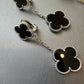 2 motif black onyx clover earrings 925 silver 18k gold plated push back - ParadiseKissCo