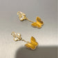 Mother of pearl & Tiger Eye Butterfly  clover earrings 925 silver gold plated earrings - ParadiseKissCo