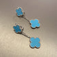 2 motifs clover earrings 925 silver 18k white gold plated push back - ParadiseKissCo