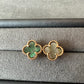 Sweet 10mm one clover grey mop earrings 18k gold plated over silver 925 - ParadiseKissCo