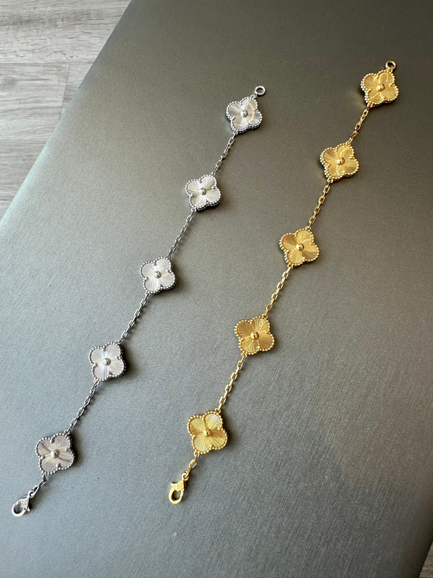 High Quality 18k Rose Gold Plated 5 Clover Link Bracelet 