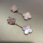 2 motifs clover earrings 925 silver 18k white gold plated push back - ParadiseKissCo
