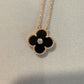 15mm Clover Necklace, Gold Plated, 925 Sterling Silver, Mother of Pearl, Onyx, Handcrafted Gift for Her - ParadiseKissCo