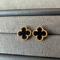 Sweet 10mm one clover black onxy earrings 18k gold plated over silver 925 - ParadiseKissCo