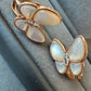 White mother of pearl butterfly ring earrings  925 silver 18k gold plated 42 cm long - ParadiseKissCo