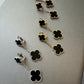 2 motif black onyx clover earrings 925 silver 18k gold plated push back - ParadiseKissCo