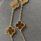 20 motifs Tigers eye Gold Plated Four Leaf Clover Flower Style S 925 Silver Necklace 84cm