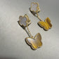 Mother of pearl & Tiger Eye Butterfly  clover earrings 925 silver gold plated earrings