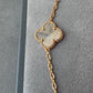 Grey mother of pearl 10 motif cz clover necklace 925 silver 18k rosegold plated 42 cm long clover size 15mm